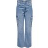 Only ONLRILEY HW STR Cargo DNM PIM875 Noos, Pantaloni Cargo Donna, Light Blue Denim,