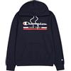 Champion Legacy Graphic Shop Authentic (220245) - Soft Compact Powerblend Fleece Felpa con Cappuccio, Blu Marino, XS Uomo FW24