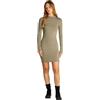 Calvin Klein Donna Abito Logo Elastic Milano Maniche Lunghe, Beige (Nordic Dust), S