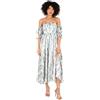 Lovedrobe Midaxi Dress Bardot off-The-Shoulder Neckline Short Ruffle Sleeve A-Line Split Leg Abstract Print NAN Donna