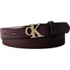 Calvin Klein Donna Cintura Buckle 3,0 cm con Fibbia con Monogramma, Marrone (Fudge/Antique LiGht Gold), 110 cm