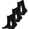 FALKE Family Multipack W So cotone sostenibile tinta unita confezione di 3 paia, Calzini Donna, Nero Black 3009, 39-42