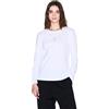 Armani Exchange Maglietta da Donna a Maniche Lunghe, con Strass, con Logo Stampato, Bianco, M