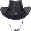 URBAN 5884 Cappello da Cowboy in Vera Pelle, Cappello Western Uomo/Donna in Vera Pelle Bovina, Tesa Modellabile e Sottogola Regolabile
