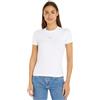Calvin Klein Donna T-Shirt Maniche Corte Woven Label Rib Scollo Rotondo, Bianco (Bright White), 3XL