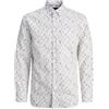 JACK & JONES Jprblayork Print Dobby L/S Shirt, Bianco, XXL Uomo