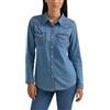 Wrangler Western Long Sleeve Denim Snap Shirt Camicia Donna (Pacco da 1)