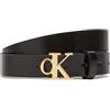 Calvin Klein Donna Cintura Monogram Plaque Buckle 2,5 cm Cintura in Pelle, Nero (Black), 105 cm