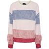 PIECES Pcnolo LS O-Neck Knit Mm BC Pullover, Cloud Dancer/Stripes:Roseate Spoonbill Multi, S Donna
