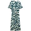 TOM TAILOR Abito da Donna, 38068 - Abstract Teal Zebra Print, 42