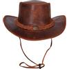 URBAN 5884 Cappello da Cowboy in Vera Pelle, Cappello Western Uomo/Donna in Vera Pelle Bovina, Tesa Modellabile e Sottogola Regolabile
