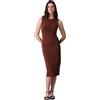 Calvin Klein Donna Abito Attillato Contour Midi a Costine, Marrone (Cappuccino), 2XS