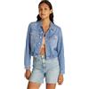 Calvin Klein Donna Giacca in Jeans Cropped 90'S Denim Trucker con Taschini sul Petto, Blu (Denim Light), XL