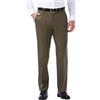 Haggar Men's Classic Fit Flat-Front Hidden Expandable Waistband Premium No Iron Khaki, 40W x 34L - Toast