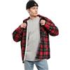 Urban Classics Plaid Teddy Lined Shirt Jacket Uomo Giacca di mezza stagione nero/rosso L