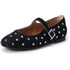 Amazon Essentials Ballerine Mary Jane Donna, Cristalli Nero Finta Scamosciato, 39.5 EU