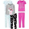 Simple Joys by Carter's 6-Piece Snug Fit Cotton Pajama Set Pigiama, Blu Tartaruga/Grigio Puntinato/Nero Unicorni/Rosa A Pallini, 5 Anni (Pacco da 3) Bambina