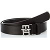 Tommy Hilfiger Donna Cintura TH Logo 2.5 Cintura in Pelle, Nero (Black), 90 cm