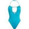 Calvin Klein Donna Costume da Bagno Plunge One Piece in Tessuto Increspato, Blu (Adriatic Blue), S