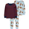 Simple Joys by Carter's Set pigiama natalizio in cotone aderente per bambini, 3 pezzi, Borgogna a righe/alce azzurre, 12 Mesi