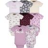Gerber Baby Girls - Confezione da 8 tutine a maniche corte, body, lavanda, giardino, neonato