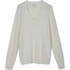 Diana Studio - Maglia con Scollo a V garzata in Alpaca, Uomo, Maniche Lunghe, Regular Fit, Bianco, S