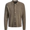 JACK & JONES Jprblaisac Knit Polo Cardigan, Brindle, L
