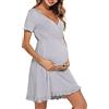 Doaraha Camicie da Notte per Allattamento da Donna Camicia da Notte Premaman Cotone Volant Eleganti Pigiama da Allattamento Parto Ospedale Indumenti da Notte