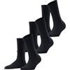 FALKE Family Multipack W So cotone sostenibile tinta unita confezione di 3 paia, Calzini Donna, Blu Dark Navy 6379, 39-42