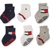 Tommy Hilfiger Crew, Calzini Unisex - Bimbi 0-24, Bianco/Grigio/Navy, 19-22
