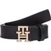 Tommy Hilfiger Donna Cintura Logo 2,5 cm Cintura in Pelle, Nero (Black), 75 cm