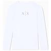 Armani Exchange Maglietta da Donna a Maniche Lunghe, con Logo e Strass, Slim Fit, Bianco Ottico, S