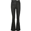 NOISY MAY Sallie High Waist Flare Coated Trousers Donna Pantaloni in Similpelle Nero W30L32