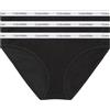 Calvin Klein Donna Slip Taglio Bikini Confezione da 3 Cotone Elasticizzato, Nero (Black/Black/Black), XS