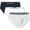 Emporio Armani Men's Basic - Pure Cotton 3-Pack Brief, Mutande, Uomo, Multicolore (White/Melange Grey/Marine), S