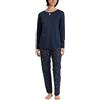 Calida Sweet Dreams - Pigiama Lungo da Donna, 100% Cotone, con Elastico in Vita, Peacoat Blue, 40-42
