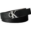 Calvin Klein Uomo Cintura Buckle Tumbled 3,5 cm in Pelle Leder Reversibile, Nero (Black/Ck Dark Brown/Antique Silver), 125 cm