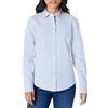 Amazon Essentials Camicia Elegante con Bottoni, in Popeline Elasticizzato Donna, Bianco Blu Mini Righe, L