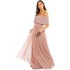 Maya Deluxe Soft Grey Bardot Embellished Maxi Dress Vestito per Damigella donore Donna