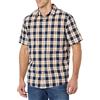 Amazon Essentials Camicia a Maniche Corte in Popeline Elasticizzato (Disponibile in Taglie Extra Forti) Uomo, Blu Marino Pesca Motivo Scozzese, 4XL Plus