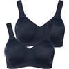Ulla Popken Womenswear 793032 - Confezione da 2 Reggiseni Senza Ferretto in Microfibra Elasticizzata per Taglie Forti, Blu Notte., 7D