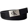 Calvin Klein Uomo Cintura Mono Plaque in Pelle, Nero (Black/Pewter), 135 cm