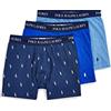 POLO RALPH LAUREN Polo Men's Stretch Classic Fit Boxer Briefs, Trunks & Long Available, 3-Pack, Regular Leg-Pale Royal Heather/Monroe Blue Heather/Blue Saturn-3 Pack, Medium