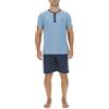 pierre cardin underwear Pigiama da Uomo in Cotone, da Notte da Uomo, con Maglietta e Pantaloncini, Blu Chiaro/Blu Marino, XL
