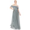 Maya Deluxe Soft Grey Bardot Embellished Maxi Dress Vestito per Damigella donore Donna