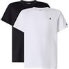 Champion Legacy Legacy Champion Basics B - S-S 2-Pack Crewneck T-Shirt, Bianco/Nero, 7-8 Anni Bambino FW23