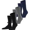 FALKE Family Multipack M So cotone sostenibile tinta unita confezione di 3 paia, Calzini Uomo, Multicolore Black Grey Blue Mix 0010, 39-42