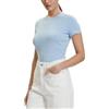 Tommy Hilfiger Tommy Jeans Donna T-Shirt Maniche Corte Linear Slim Fit, Blu (Light Powdery Blue), XL