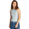 Calvin Klein Donna Canotta Monologo Rib Skinny Fit, Turchese (Cloud Blue), XXS