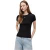 Tommy Jeans T-shirt Maniche Corte Donna Slim Scollo Rotondo, Nero (Black), 6XL